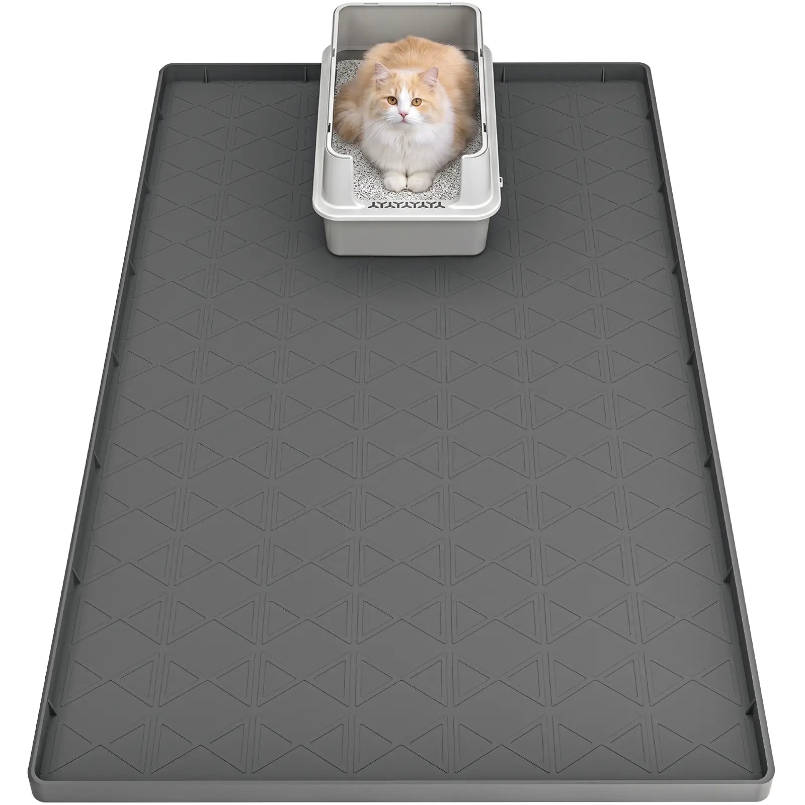 Pawtners Extra Large Cat Litter Mat(2Pack), Silicone Litter Box Mat for Floor, Waterproof & Non-Slip, Easy to Clean, Cat Litter Trapping Mat & Kitty Litter Catcher for Scatter Control