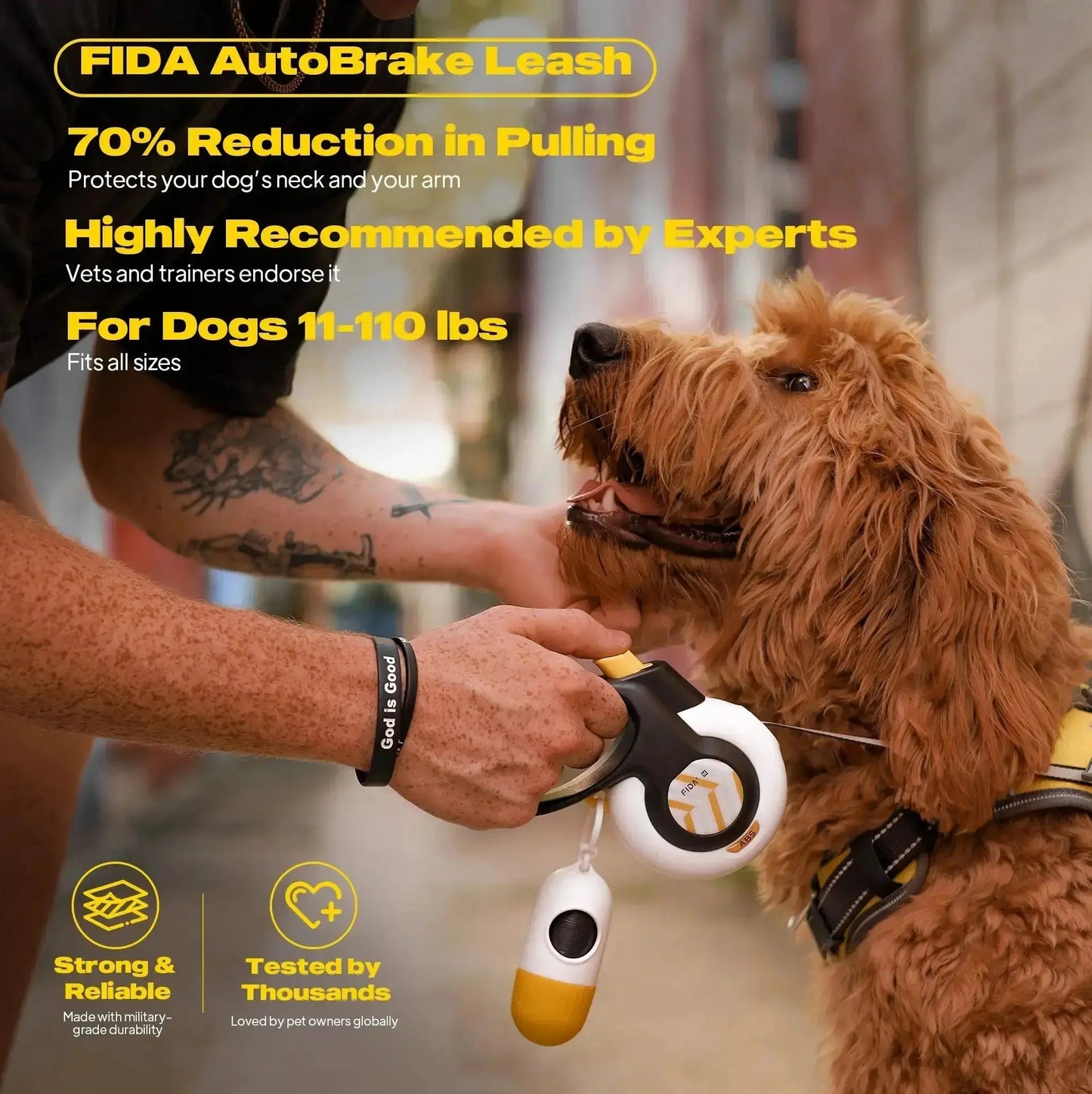Fida Dog Leash, Autobrake Retractable Leash Patented Design for Dog Pulling, 16 Ft Heavy Duty No Pull Pet Walking Leash for Large Medium Dogs. Tangle Free, One‑Hand Control, Soft Grip#Summervibes #Petlovers