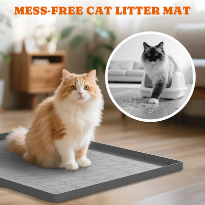 Pawtners Extra Large Cat Litter Mat(2Pack), Silicone Litter Box Mat for Floor, Waterproof & Non-Slip, Easy to Clean, Cat Litter Trapping Mat & Kitty Litter Catcher for Scatter Control