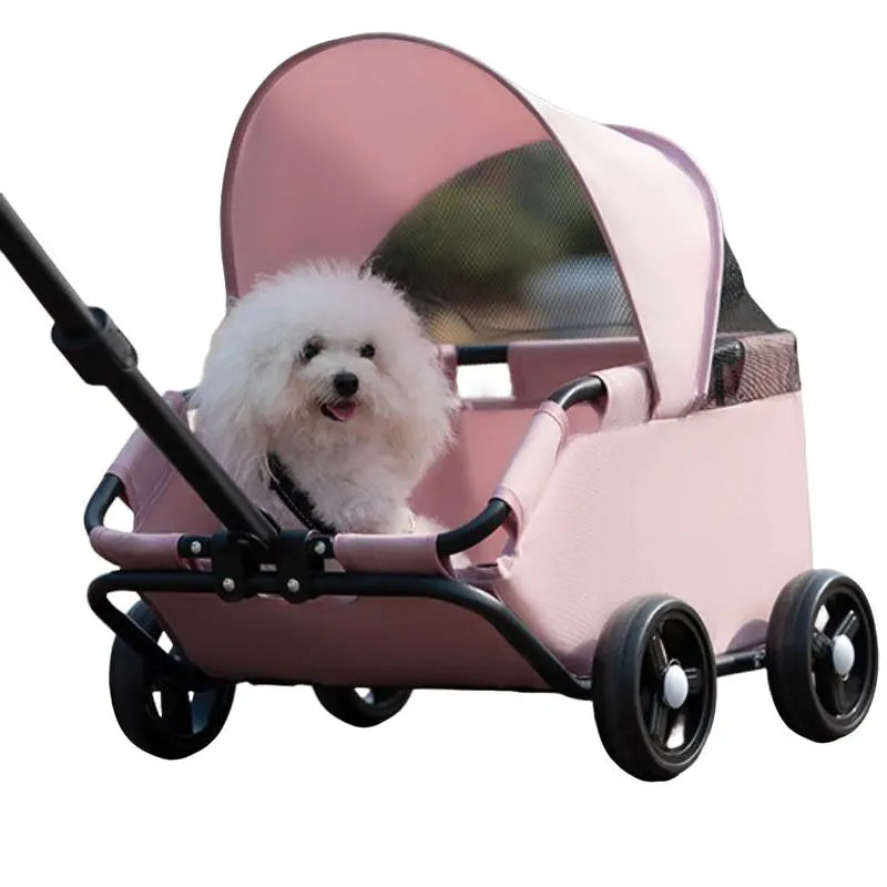 Small Pet Stroller for Dogs Cats Kitten Teddy Kitty, Lightweight Foldable Portable Outdoor Pet Carrier, Easy-To-Carry Small Animal Push Cart