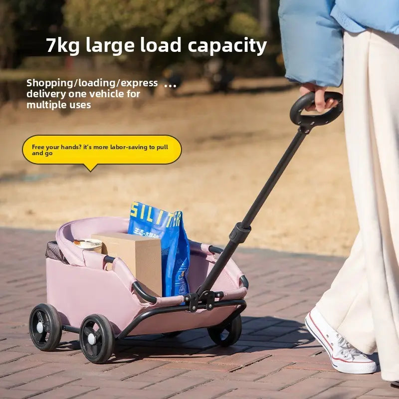 Small Pet Stroller for Dogs Cats Kitten Teddy Kitty, Lightweight Foldable Portable Outdoor Pet Carrier, Easy-To-Carry Small Animal Push Cart