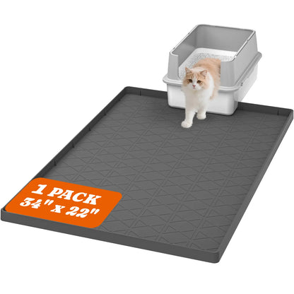 Pawtners Extra Large Cat Litter Mat(2Pack), Silicone Litter Box Mat for Floor, Waterproof & Non-Slip, Easy to Clean, Cat Litter Trapping Mat & Kitty Litter Catcher for Scatter Control