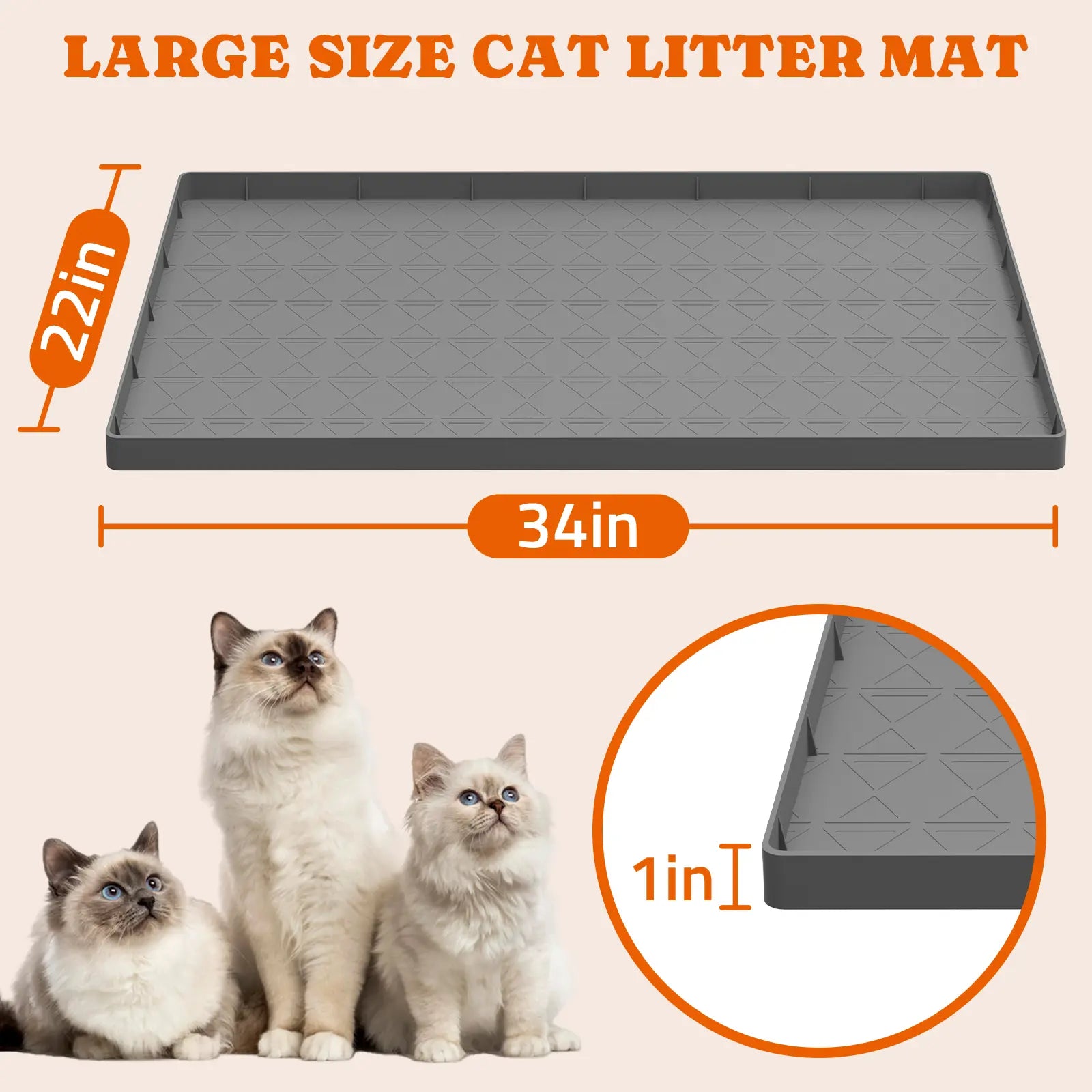 Pawtners Extra Large Cat Litter Mat(2Pack), Silicone Litter Box Mat for Floor, Waterproof & Non-Slip, Easy to Clean, Cat Litter Trapping Mat & Kitty Litter Catcher for Scatter Control